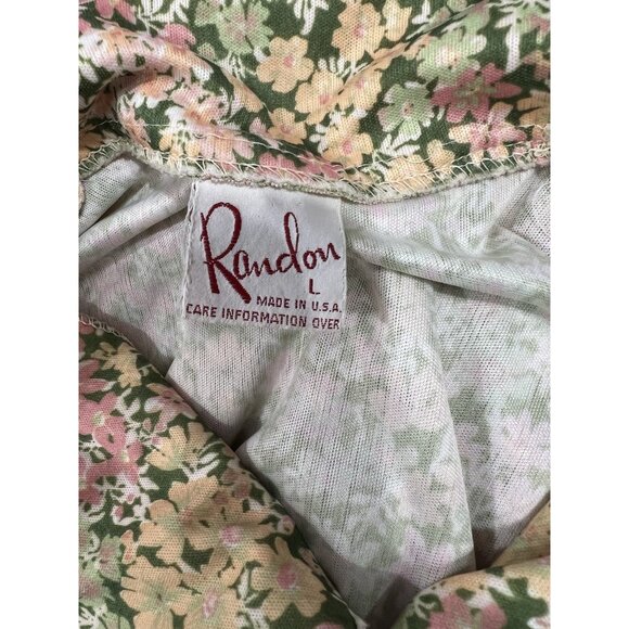 Vintage 70s Women Dagger Collar Floral Mod Poly Top Button Front L Cottagecore - Picture 6 of 7